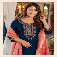 Rangmaya Banarasi Wholesale Roman Fabrics Kurti With Pant And Dupatta