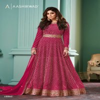 alizza silver by aashirwad creation georgette readymade gown style dress