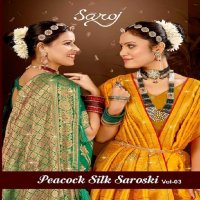 Saroj Peacock Silk Vol-3 Wholesale Pure Crepe Georgette Sarees