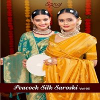 Saroj Peacock Silk Vol-5 Wholesale Pure Crepe Georgette Sarees