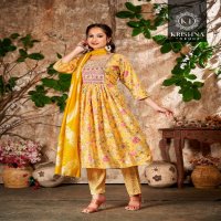 Krishna Deepika Vol-2 Wholesale Capsule Print Naira Cut Tops With Pant And Dupatta