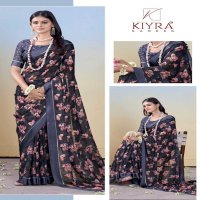 gulmohar by kiyra dull moss unique colours saree with fancy blouse