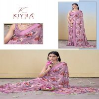 gulmohar by kiyra dull moss unique colours saree with fancy blouse