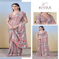 gulmohar by kiyra dull moss unique colours saree with fancy blouse