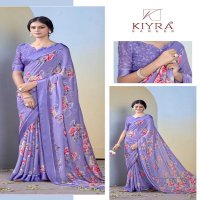 gulmohar by kiyra dull moss unique colours saree with fancy blouse