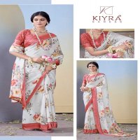 gulmohar by kiyra dull moss unique colours saree with fancy blouse