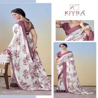 gulmohar by kiyra dull moss unique colours saree with fancy blouse