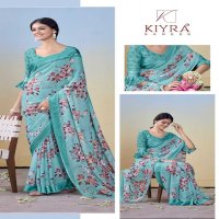 gulmohar by kiyra dull moss unique colours saree with fancy blouse