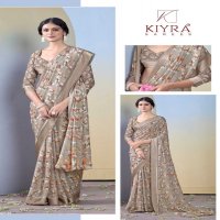 gulmohar by kiyra dull moss unique colours saree with fancy blouse