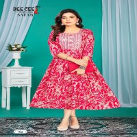 Dee Cee Safar Wholesale Vatican Foil Print Flaired Long Kurtis