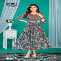 Dee Cee Safar Wholesale Vatican Foil Print Flaired Long Kurtis