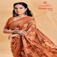 kashvi creation shabnam vol 3 dull moss foil print saree