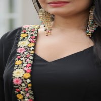 Banwery anishka embroidery georgette readymade combo gown with dupatta