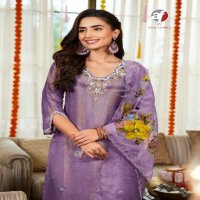 Anju Saheli Wholesale Pure Tissue Shimmer Kurtis With Pant And Dupatta