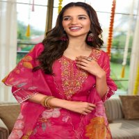 Anju Saheli Wholesale Pure Tissue Shimmer Kurtis With Pant And Dupatta