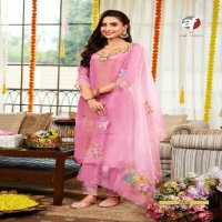 Anju Saheli Wholesale Pure Tissue Shimmer Kurtis With Pant And Dupatta
