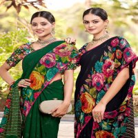 saumya kanishka comfy wear trendy print saree collection