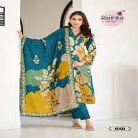 Radhika Lifestyle Festive Dairies Vol-1 Wholesale Muslin Print With Handwork Top With Pant And Dupatta