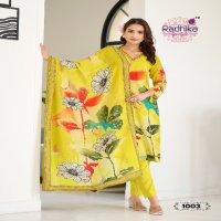 Radhika Lifestyle Festive Dairies Vol-1 Wholesale Muslin Print With Handwork Top With Pant And Dupatta