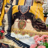 alzohaib M basics vol 4 1058-59 pakistani embroidery cotton print 3pcs dress