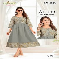 Hariyaali Afeem Vertican Wholesale Plain Flair Concept Kurtis Combo