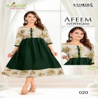 Hariyaali Afeem Vertican Wholesale Plain Flair Concept Kurtis Combo