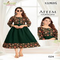 Hariyaali Afeem Vertican Wholesale Plain Flair Concept Kurtis Combo