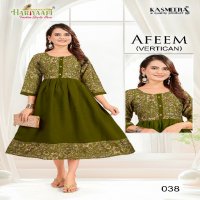 Hariyaali Afeem Vertican Wholesale Plain Flair Concept Kurtis Combo