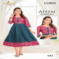 Hariyaali Afeem Vertican Wholesale Plain Flair Concept Kurtis Combo