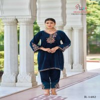 shree fabs R-1482 velvet designer winter wear readymade kurti with pant