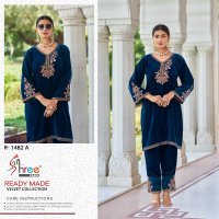 shree fabs R-1482 velvet designer winter wear readymade kurti with pant