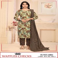 Veeksha Waffles Checks Wholesale Straight Cut Top With Pant And Dupatta