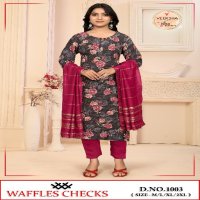 Veeksha Waffles Checks Wholesale Straight Cut Top With Pant And Dupatta