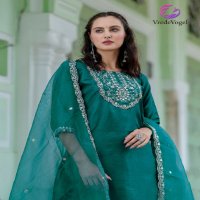 VredeVogel Jinaa Wholesale Silk With Neck Embroidery Kurti Pant With Dupatta