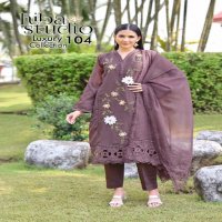 Hiba Studio LPC-104 Wholesale handwork organza shirt with embroidered pallu on dupatta paired with tonal pants