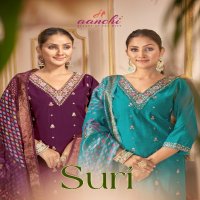 Aanchi Suri Wholesale Roman Silk V Neck Top With Bottom And Dupatta