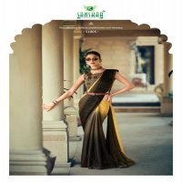 sanskar tex prints firki chiffon weaving pattern trendy design saree exports