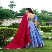 LNB Kesariya Wholesale Kanchipuram Fabrics Lehengas