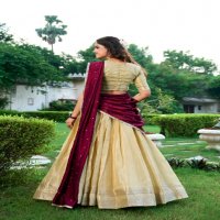 LNB Kesariya Wholesale Kanchipuram Fabrics Lehengas