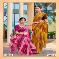 Saumya Akshi Wholesale Golden Chiffon Fabrics Sarees