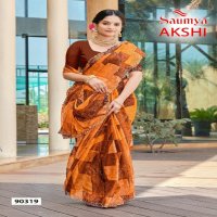 Saumya Akshi Wholesale Golden Chiffon Fabrics Sarees