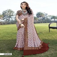 Vallabhi Harnaaz Wholesale Georgette Print Zigzag Line Print Sarees