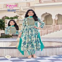 kavya ruhi vol 4 umbrella cut capsule print full stitch combo kids 3pcs dress