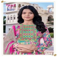 kavya ruhi vol 4 umbrella cut capsule print full stitch combo kids 3pcs dress