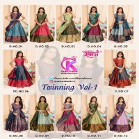 Queen Kids twinning vol 1 traditional wear full stitch mother daughter combo gown set