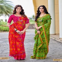 Saumya Meera Wholesale Golden Chiffon Indian Sarees