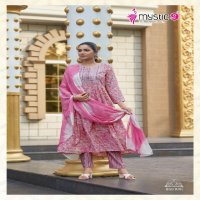 Mystic 9 Pushpa Vol-1 Wholesale Rayon Capsule Umbrella Cut Top With Bottom And Dupatta