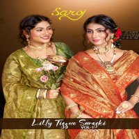 Saroj Lilly Tissue Saroski Vol-1 Wholesale Jari Tissue Swaroski Work Sarees