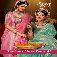 Saroj Fortune Linen Saroski Vol-2 Wholesale Heavy Linen Rich Pallu Sarees