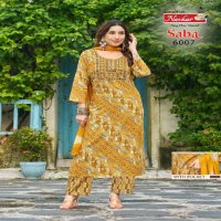 Navkar Saba Vol-6 Wholesale Embroidery Work Kurti With Pant And Dupatta